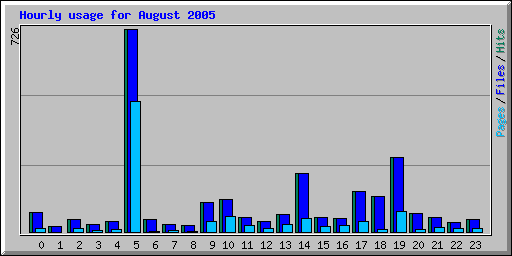 Hourly usage for August 2005