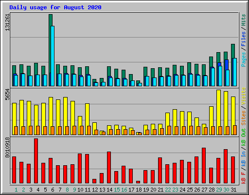 Daily usage for August 2020