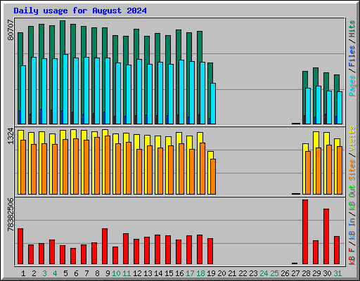 Daily usage for August 2024