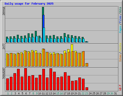 Daily usage for February 2025